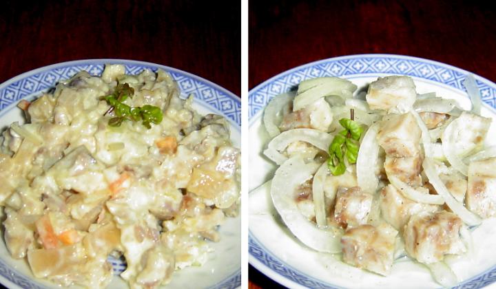 ČSN: Salát z rybího filé s majonézou a salát z tresky